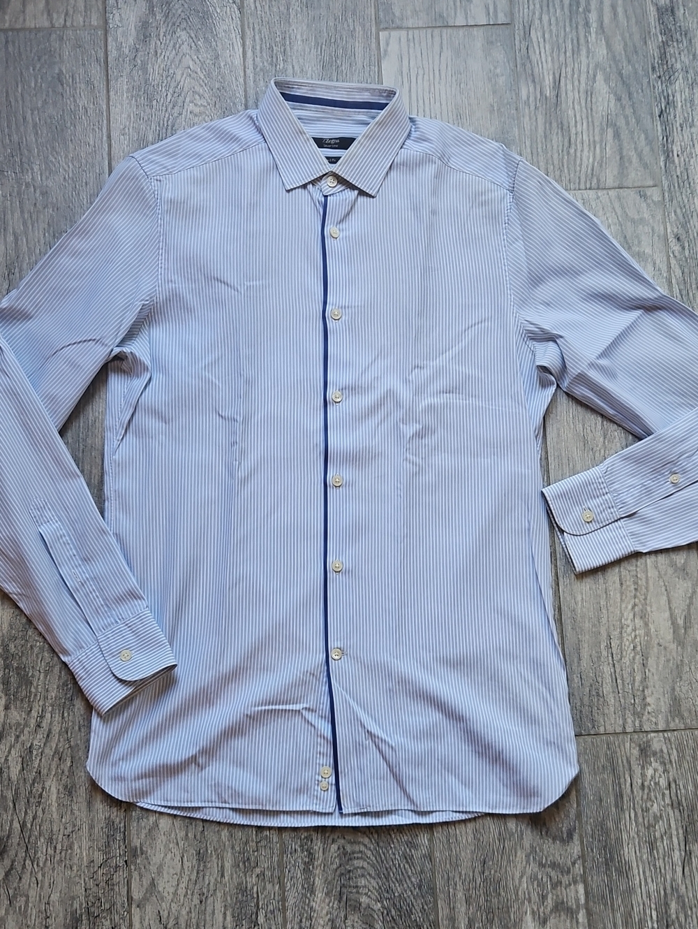Z Zegna Light Blue Thin-Striped Dress Shirt